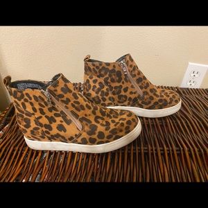 LEOPARD FAUX SUEDE high top sneakers